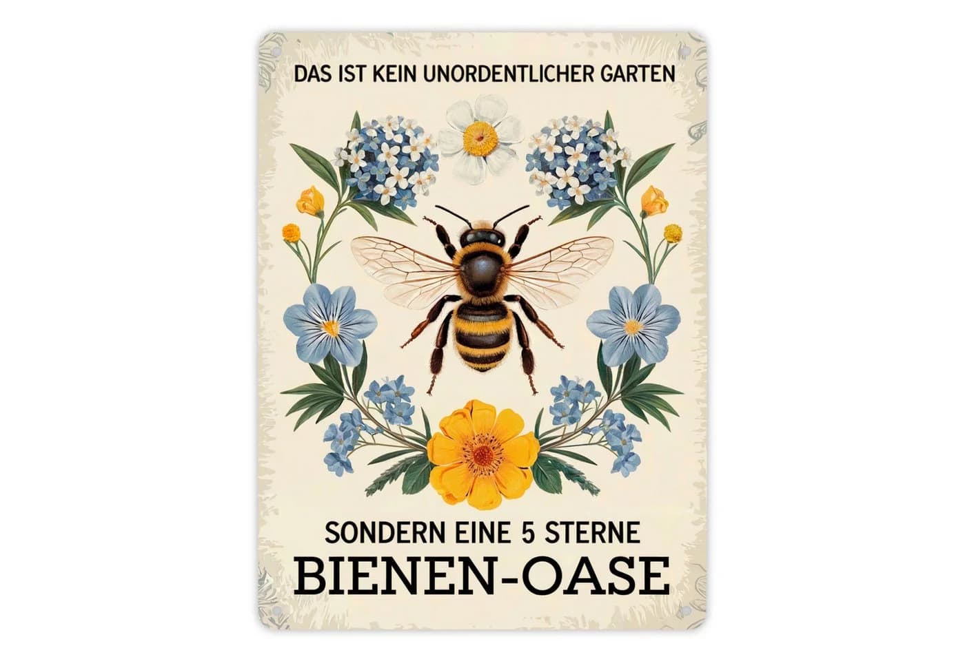 speecheese Metallschild Biene mit Blumen "Das ist kein unordentlicher Garten" XL - Bild 2