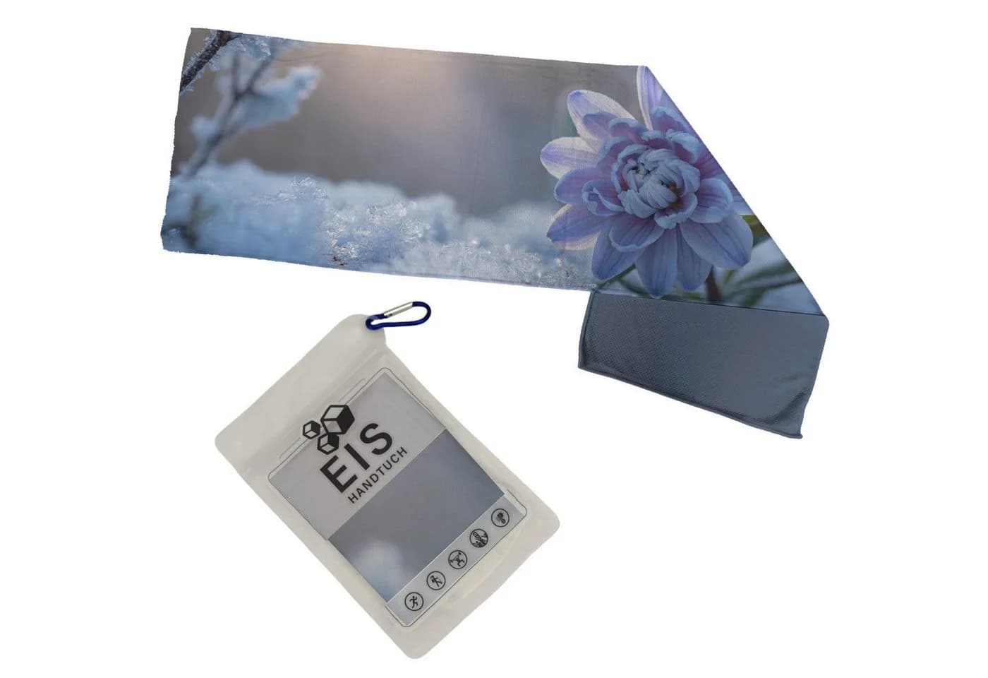 speecheese Sporthanduch Pastellblaue Blume Eishandtuch mit Eiskristallen - Bild 2