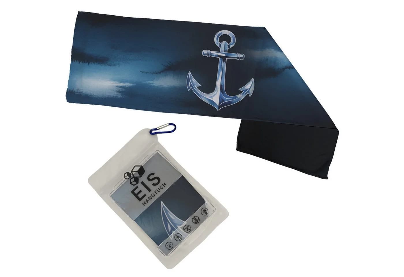 speecheese Sporthandtuch Anker Aquarell blau Silber Eishandtuch - Bild 2