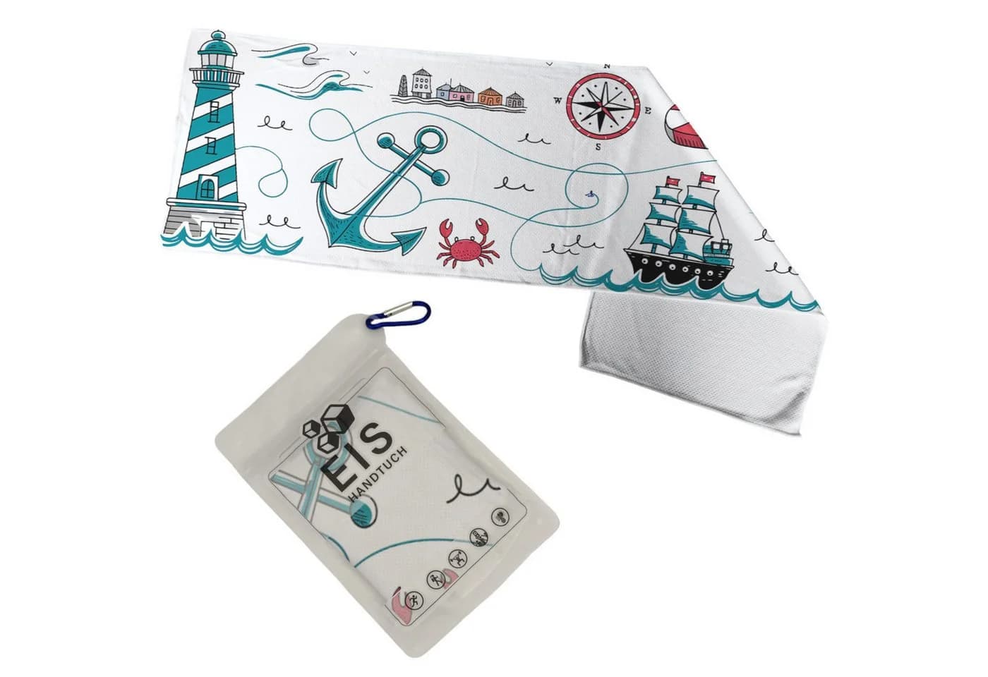speecheese Eishandtuch Marine Seemannsmuster Leuchtturm & Anker - Bild 2