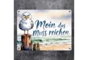 speecheese Metallschild Möwe Aquarell Moin Spruch Metallschild Bild 1