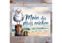 speecheese Metallschild Möwe Aquarell Moin Spruch XXL 28x38 cm Bild 1