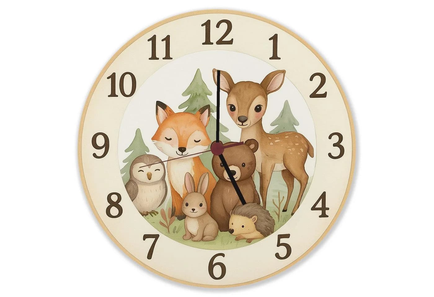 speecheese Wanduhr Waldtiere Aquarellstil aus Aluminium - Bild 2