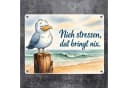 speecheese Metallschild Möwe Nich stressen Aquarell maritim Bild 1