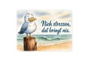 speecheese Metallschild Möwe Nich stressen Aquarell maritim Bild 2