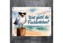 speecheese Metallschild Möwe mit Sonnenbrille Wat glotzt du Fischbrötchen? Bild 1