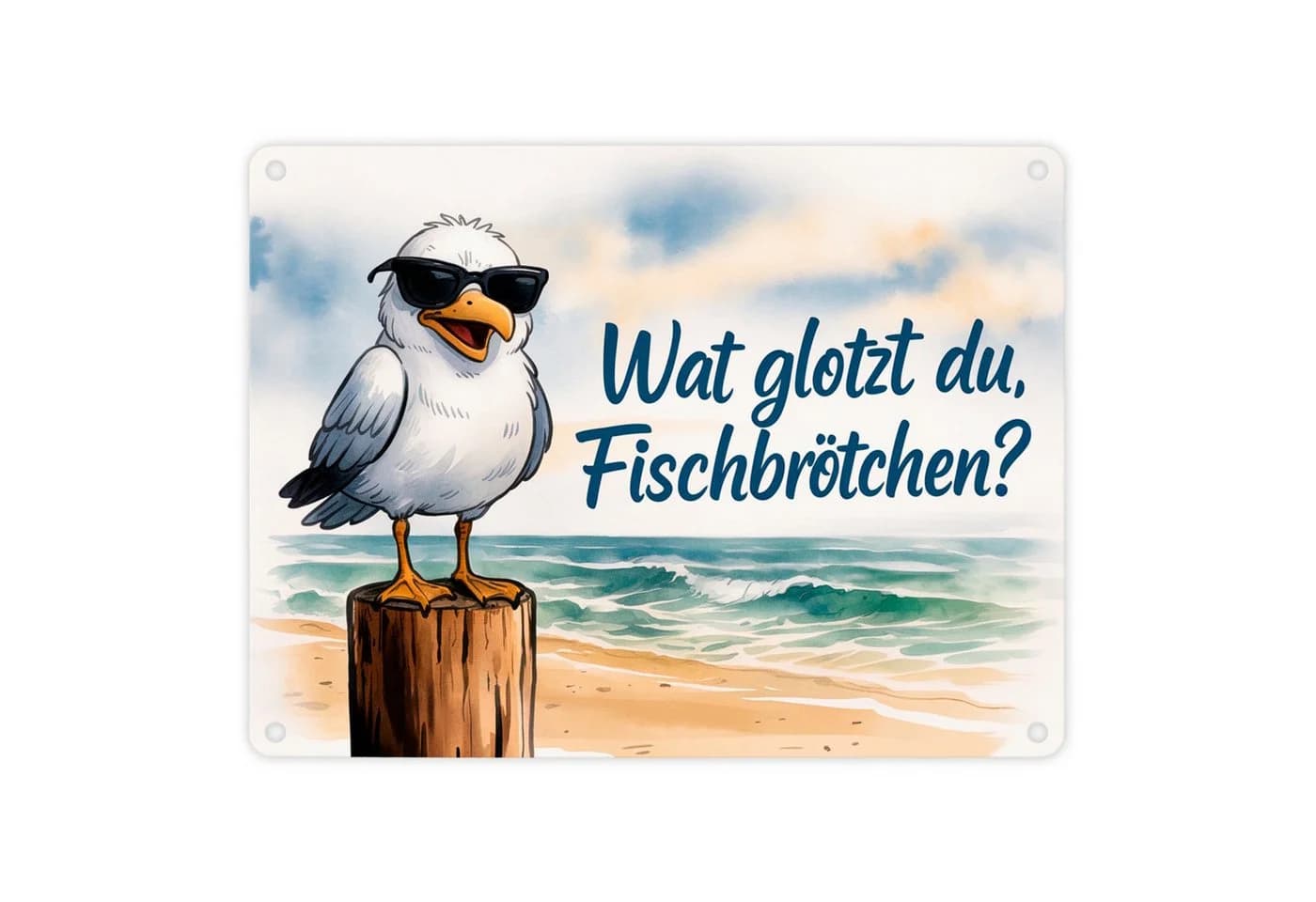 speecheese Metallschild Möwe mit Sonnenbrille Wat glotzt du Fischbrötchen? - Bild 2