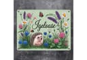 speecheese Metallschild Igel auf Wildblumen Gartendeko 15x20 cm Bild 1