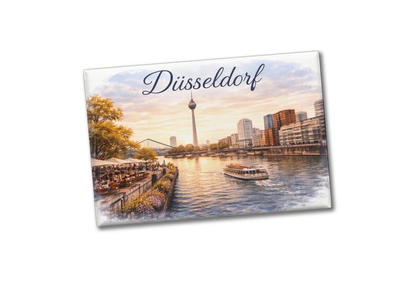 Magnet Düsseldorf Skyline mit Rheinturm und Flussufer - Bild 2