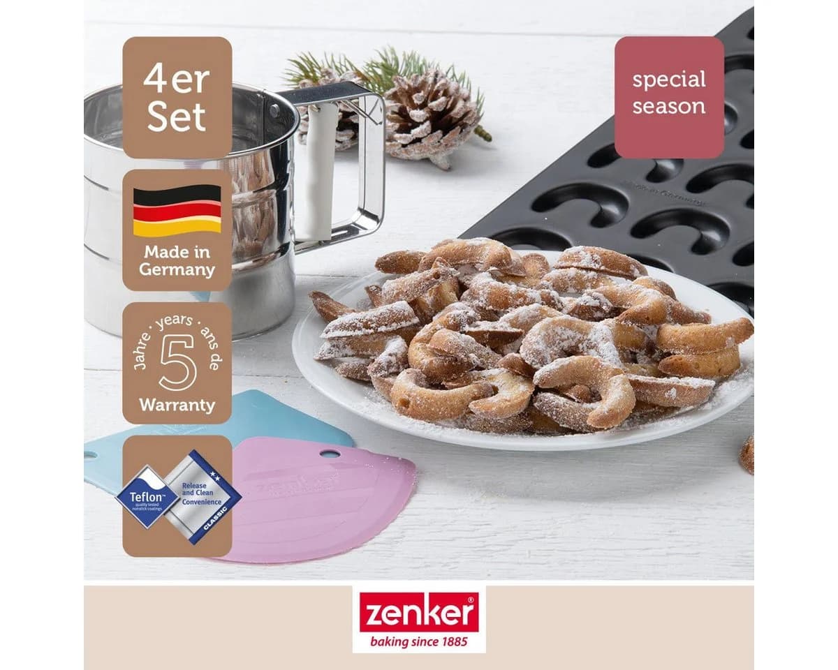 Zenker Kipferl-Set mit Backblech, Puderzuckersieb & Teigschaber