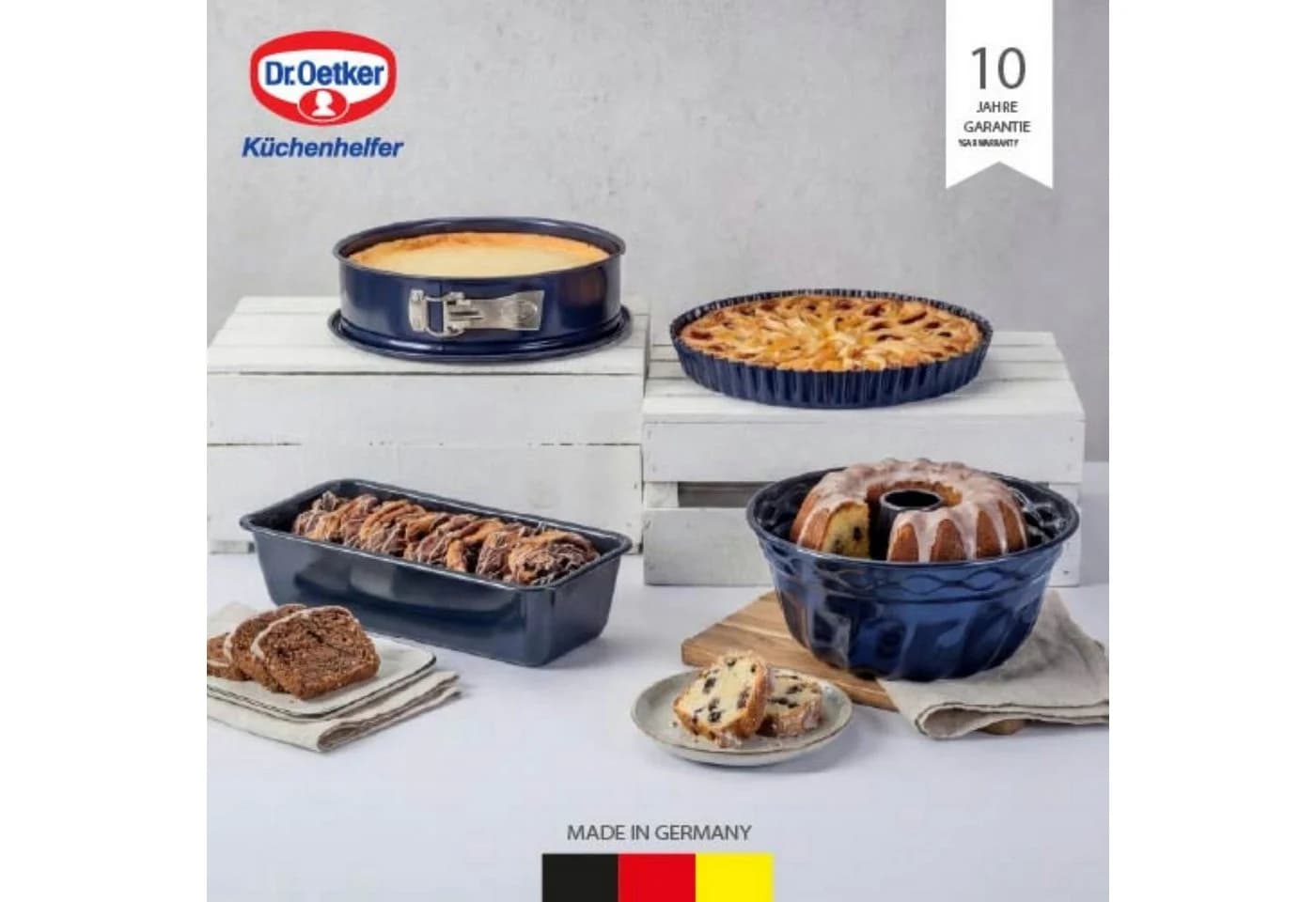 Dr. Oetker Back-Liebe Emaille Backformen-Set 4-teilig Nachtblau