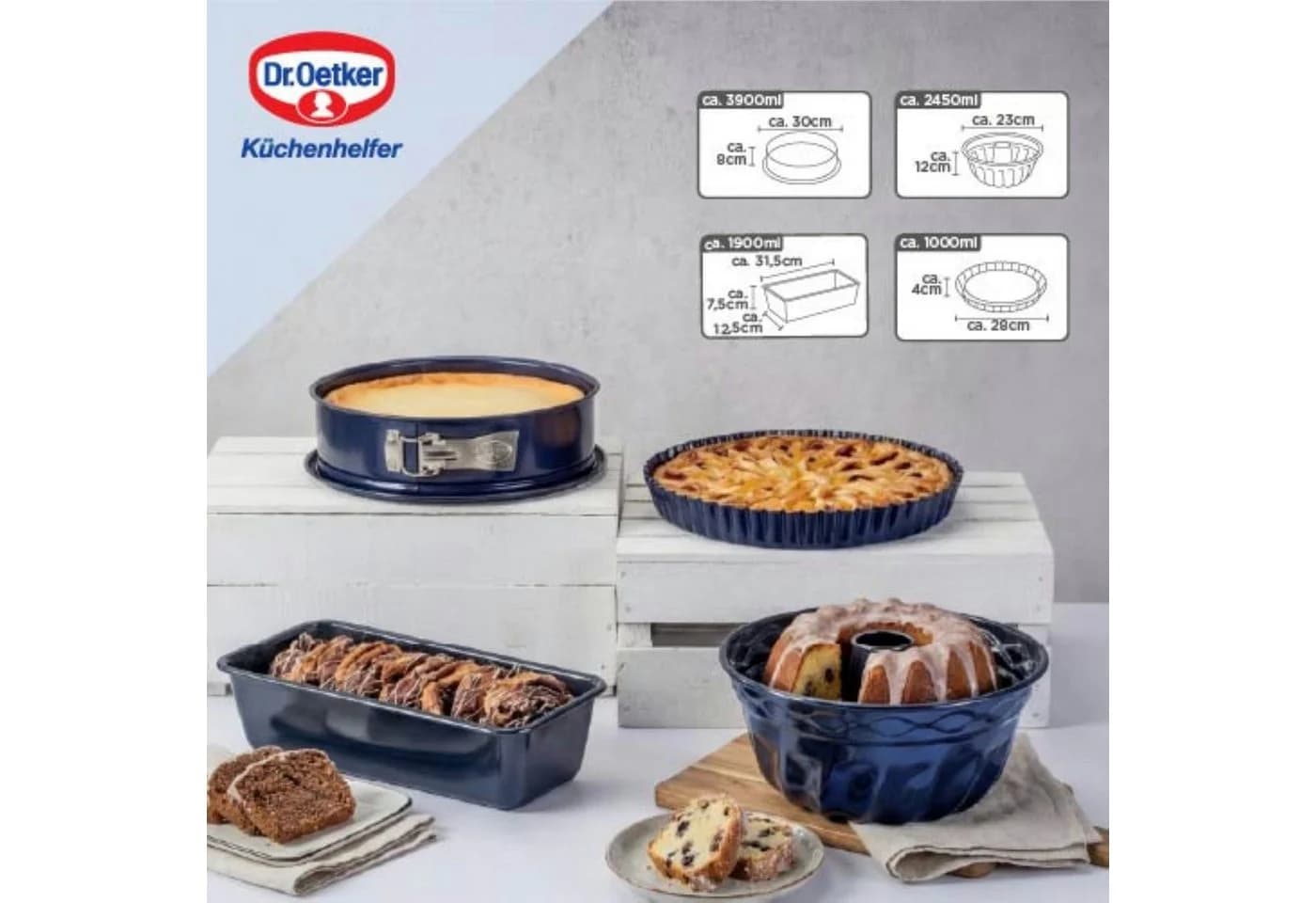 Dr. Oetker Back-Liebe Emaille Backformen-Set 4-teilig Nachtblau - Bild 3