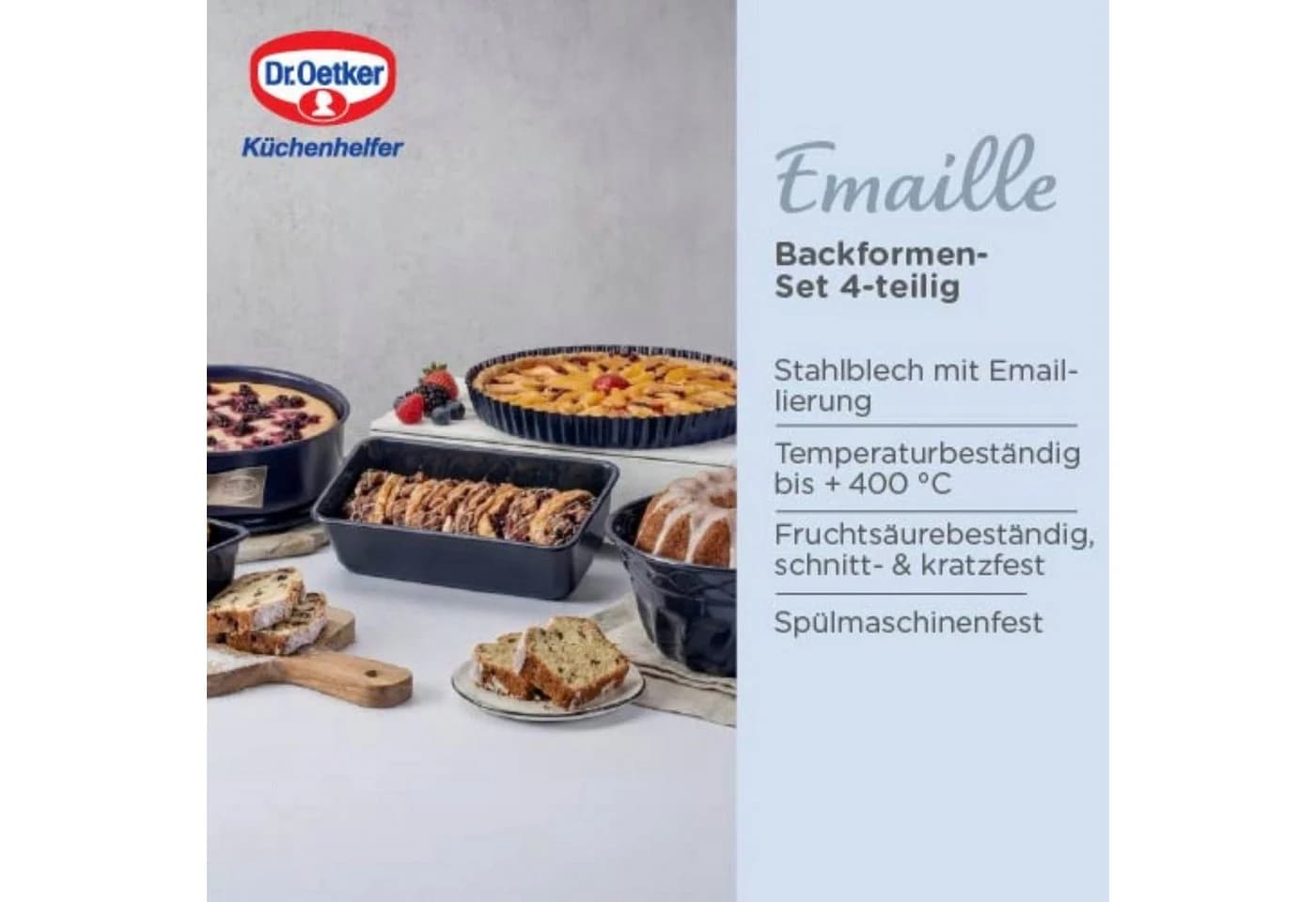 Dr. Oetker Back-Liebe Emaille Backformen-Set 4-teilig Nachtblau - Bild 4
