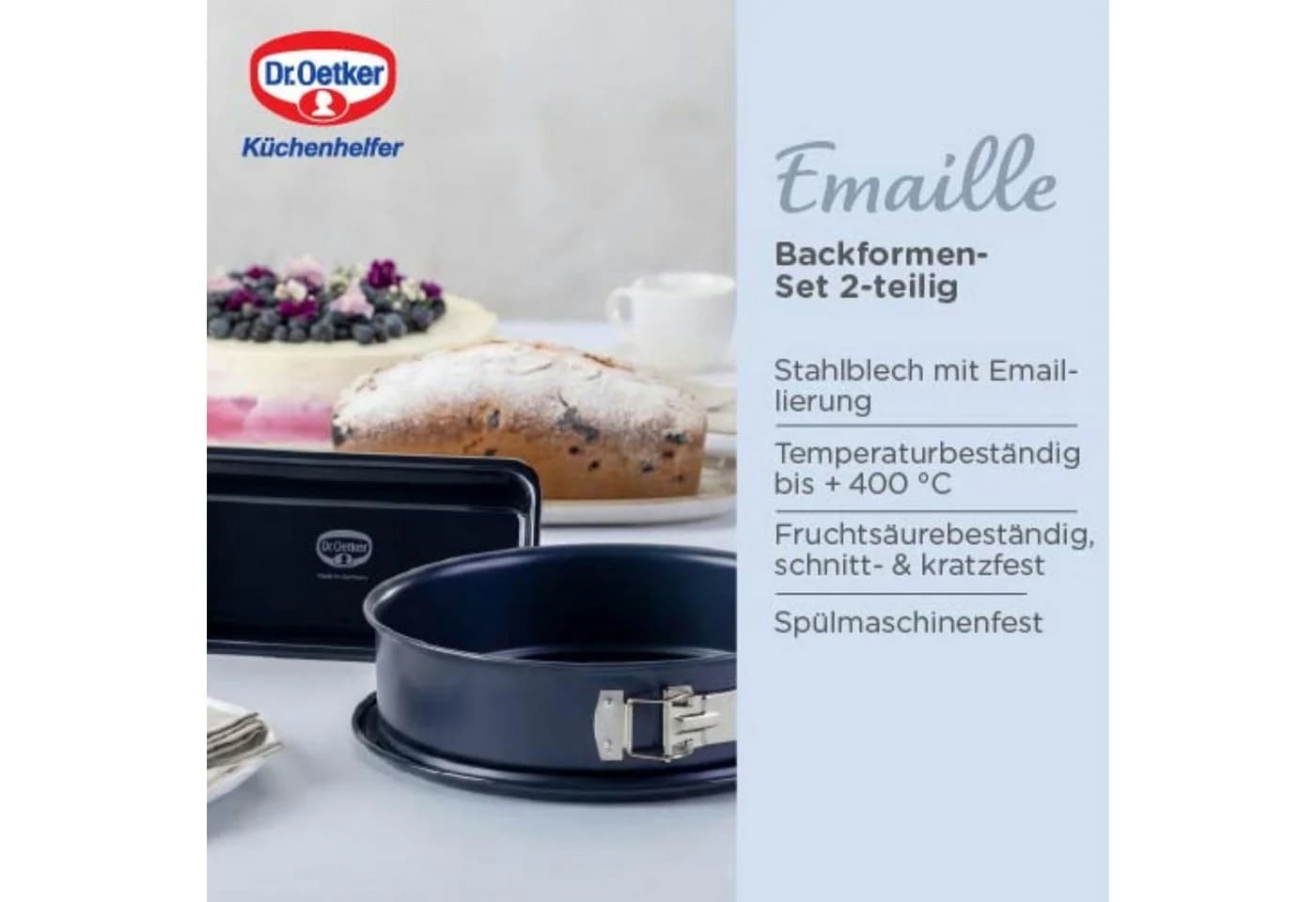 Dr. Oetker Back-Set Backformen "Back-Liebe Emaille" 2-teilig Nachtblau - Bild 4