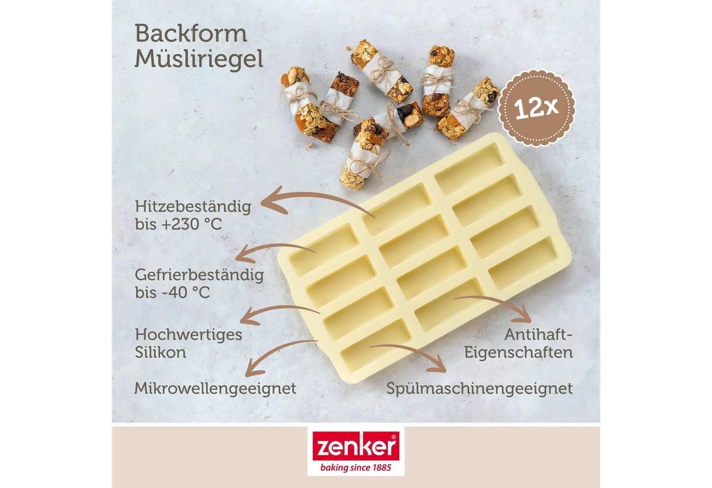 Zenker Müsliriegel Silikonbackform 2er-Set Gelb - Bild 3