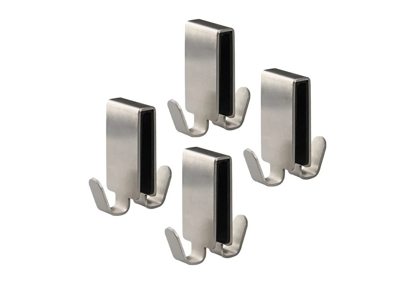 FACKELMANN Handtuchhalter Doppelhaken-Set 4er Edelstahl Silber