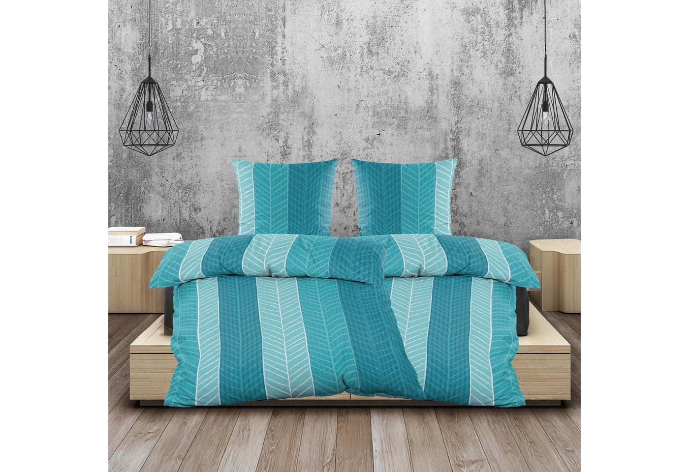 Casa Colori Bettwäsche Seersucker 2-tlg. 135x200 Reißverschluss Microfaser Petrol Türkis - Bild 3