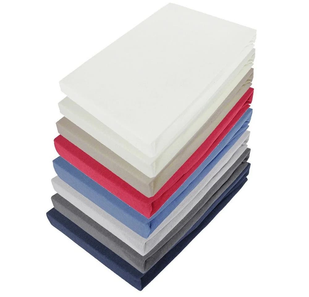 Casa Colori Spannbettlaken Jersey 90-100x200 cm Blau 100% Baumwolle