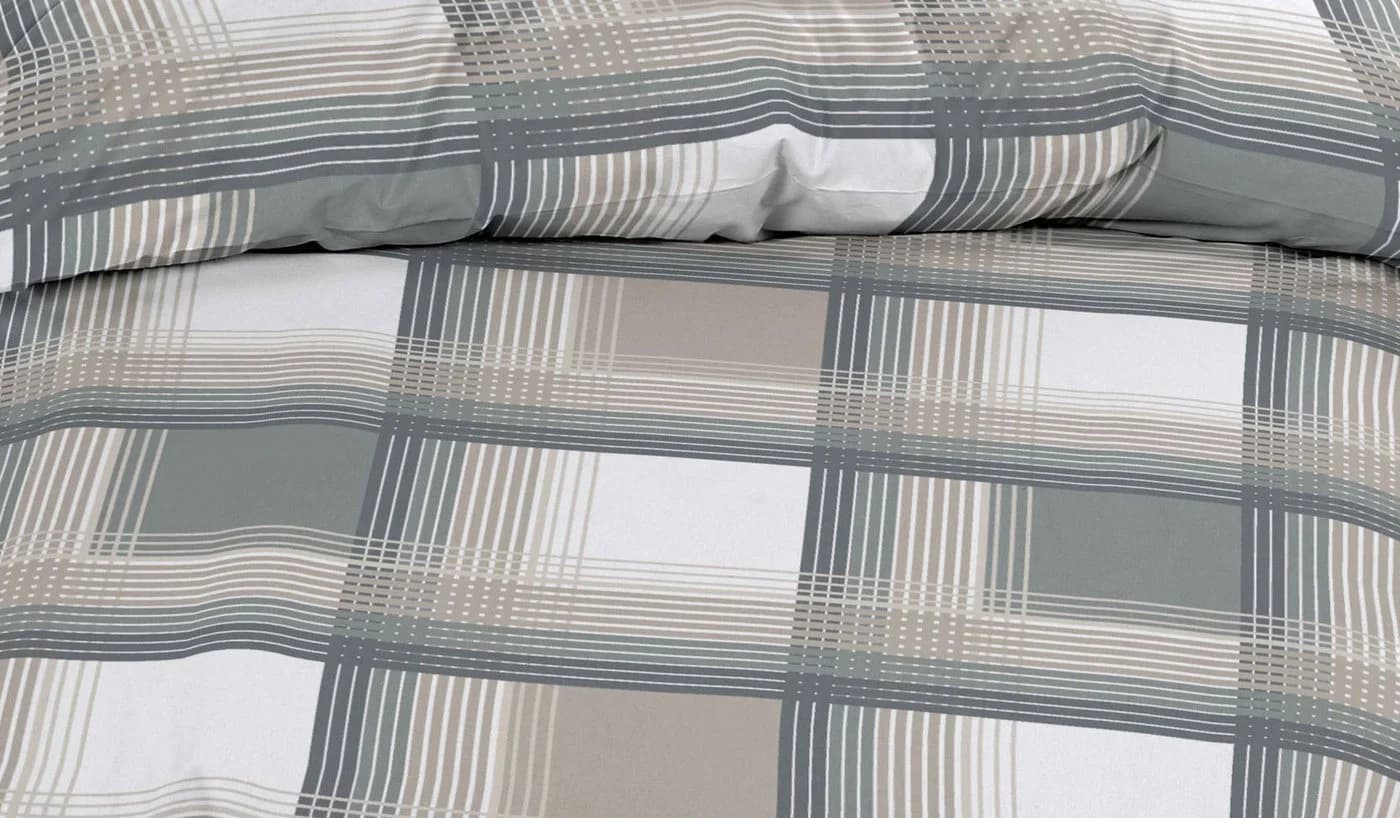 Casa Colori Bettwäsche Microfaser Fleece Wintergarnitur Grau Braun Kariert - Bild 3