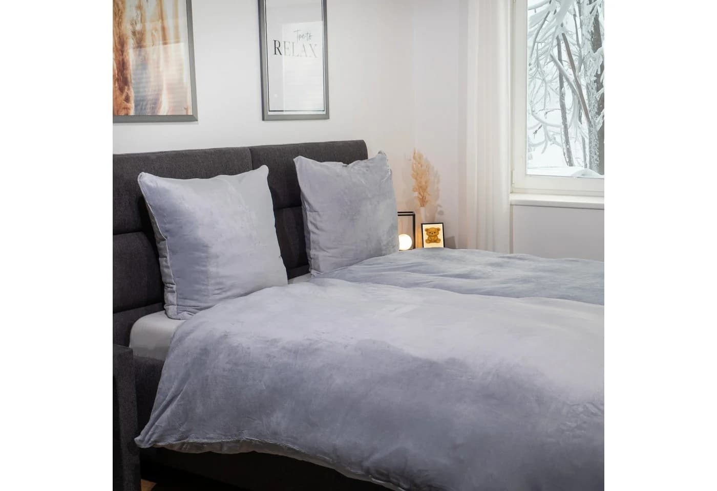 Casa Colori Bettwäsche Teddy Flausch Polyester 2-teilig Uni Silber - Bild 2