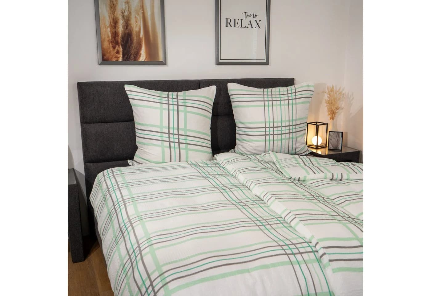 Casa Colori Bettwäsche Seersucker 2-tlg. Streifen Weiß Mint Grau - Bild 3