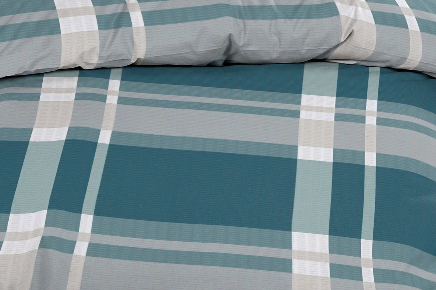 Casa Colori Seersucker Bettwäsche 4-tlg. Grün Grau kariert Polyester - Bild 3