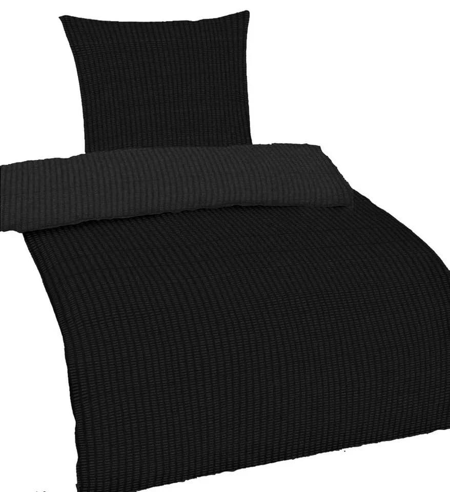 Casa Colori Seersucker Bettwäsche 4-teilig Schwarz