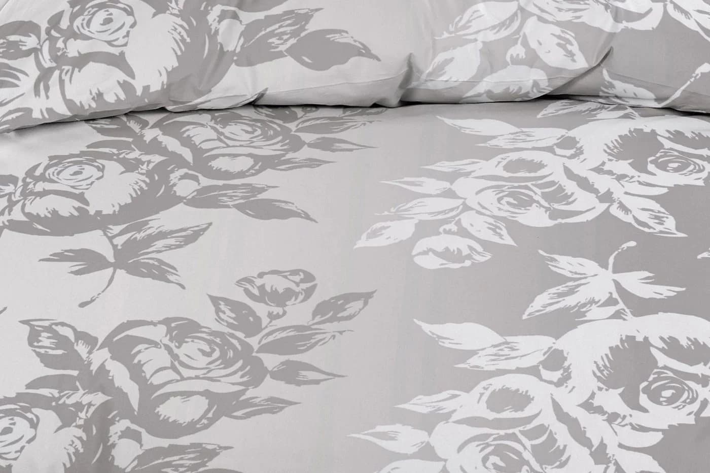 Bettwäsche Grau mit Blumenmuster und Biber-Stil - Bild 3
