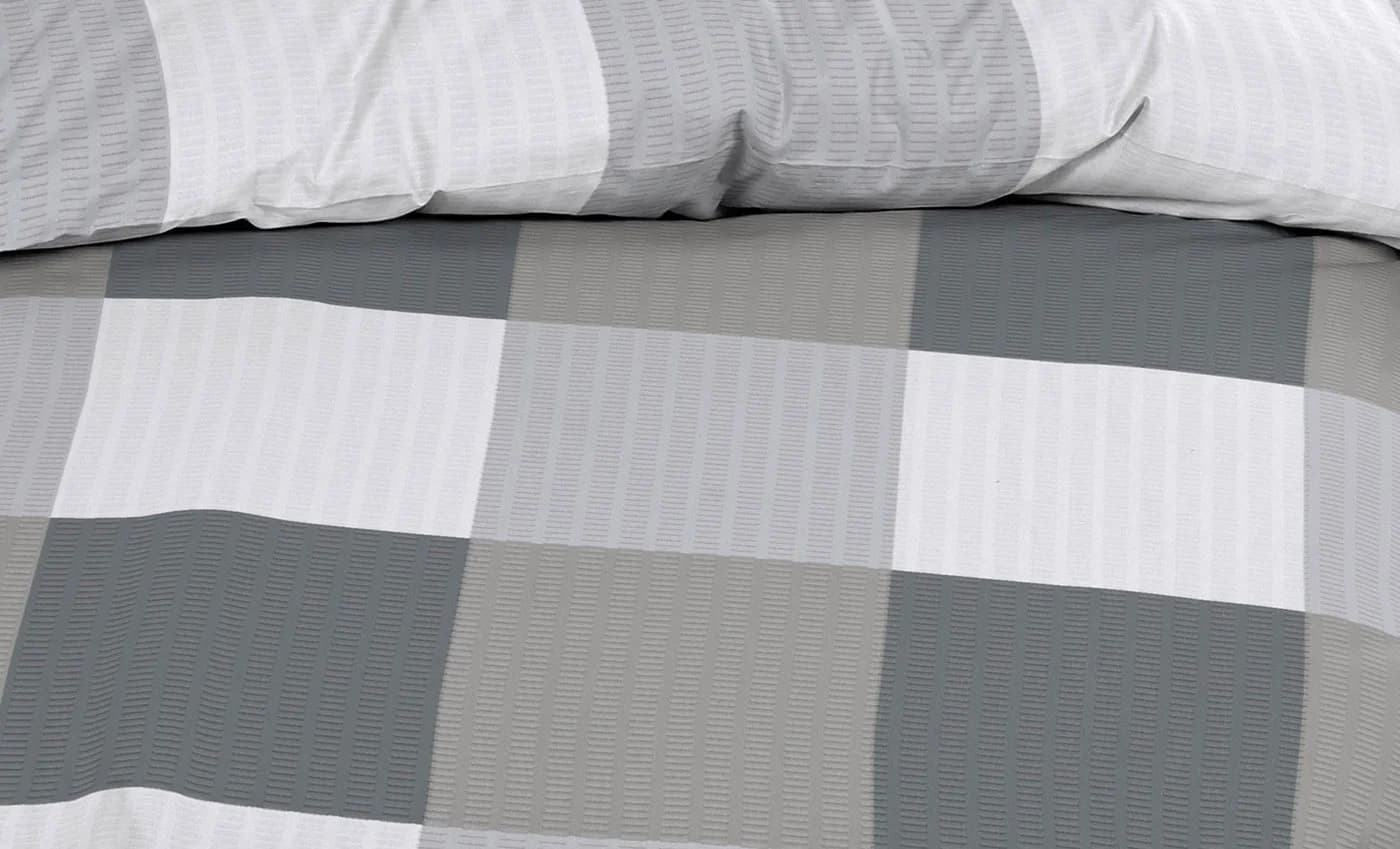 Casa Colori Bettwäsche Seersucker Grau Anthrazit Kariert 2-teilig