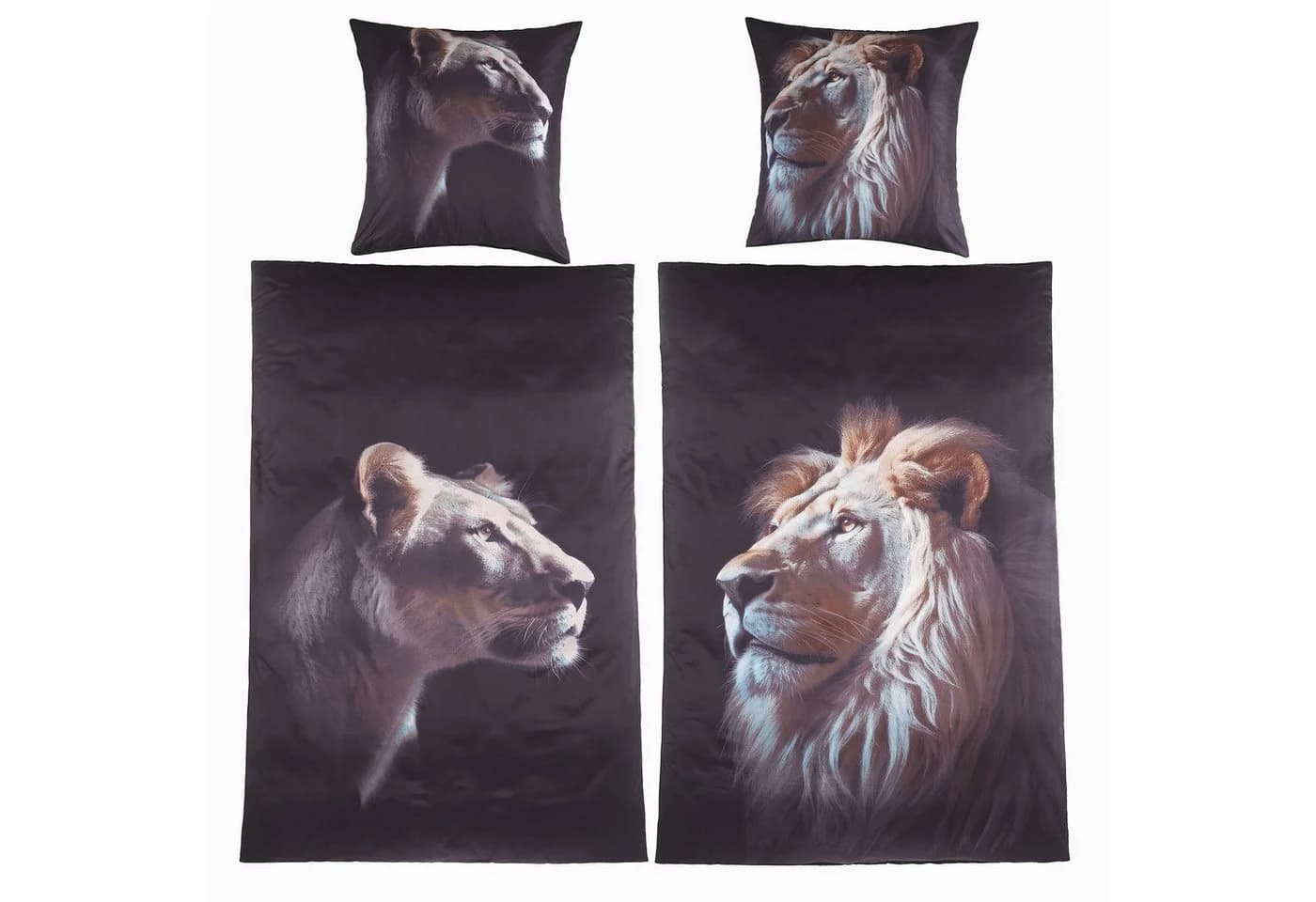 KH-Haushaltshandel Bettwäsche 4-tlg. Löwe Fotodruck Polyester - Bild 2