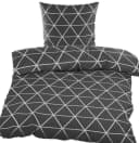 Gemusterte Polyester Bettwäsche, grau/weiß, bügelfrei, Seersucker Bild 1
