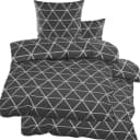 Gemusterte Polyester Bettwäsche, grau/weiß, bügelfrei, Seersucker Bild 2