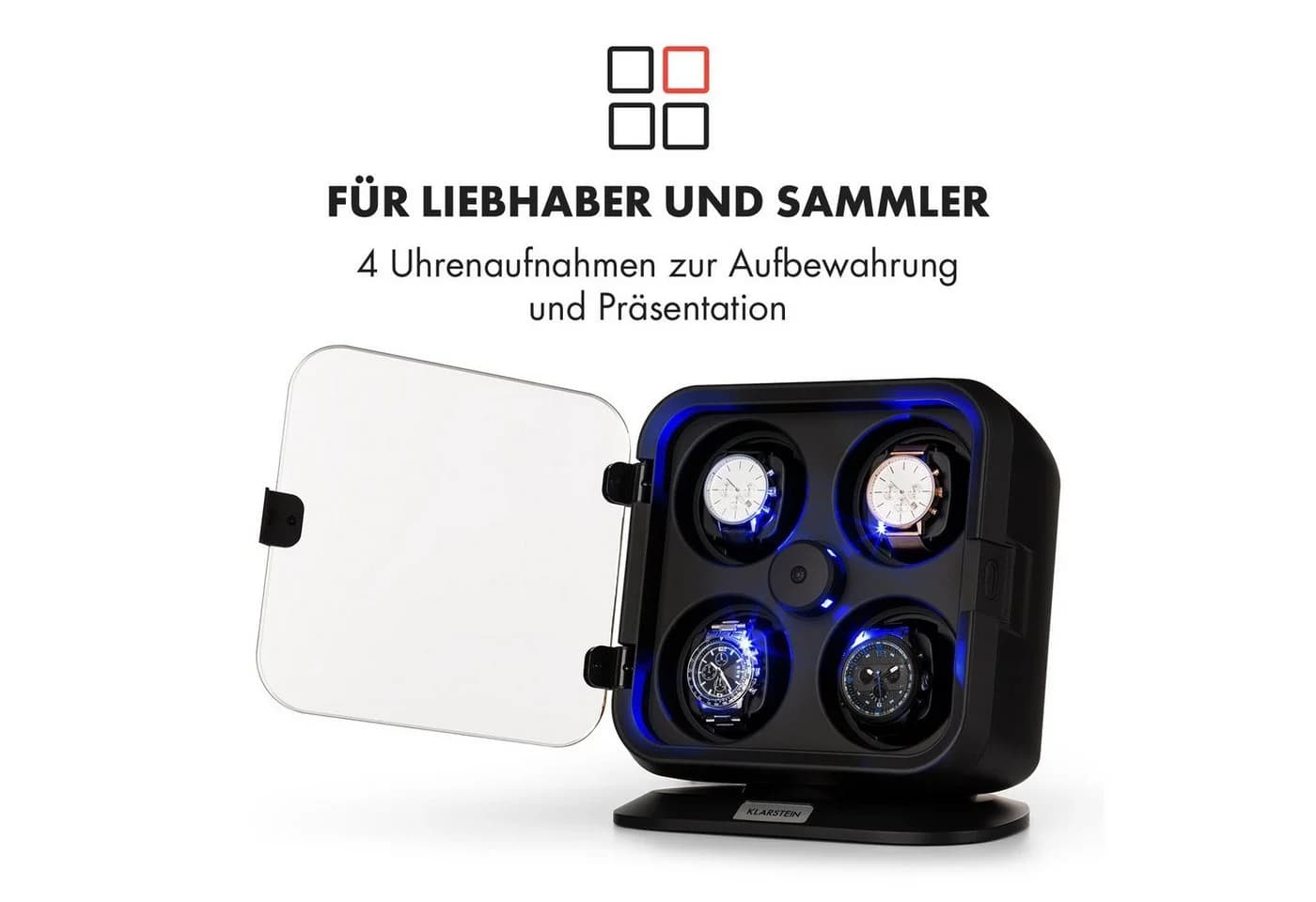 Klarstein Uhrenbeweger Clover Schwarz 4 Drehteller LED - Bild 5