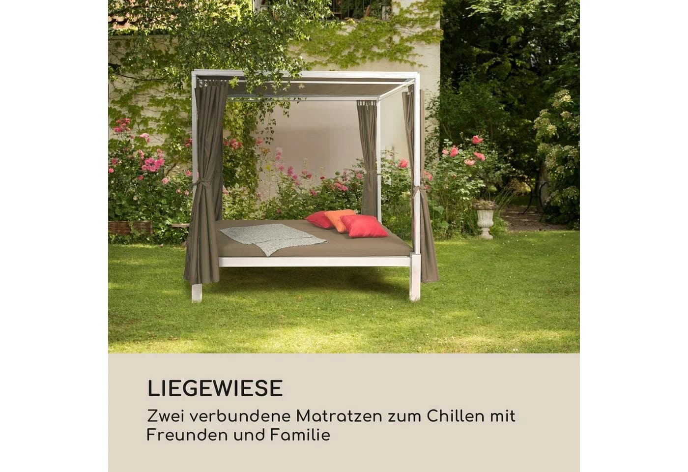 Blumfeldt Senator Lounge Gartenliege Set Beige Stahl