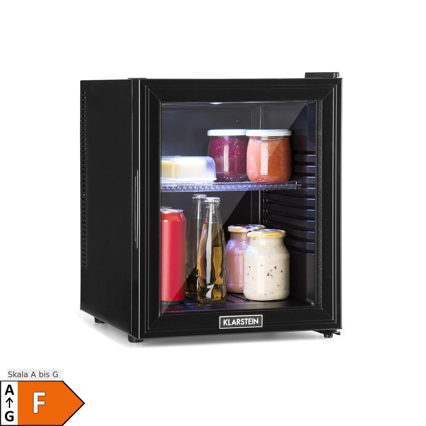 Klarstein Brooklyn 32 Mini-Kühlschrank Schwarz Glastür LED