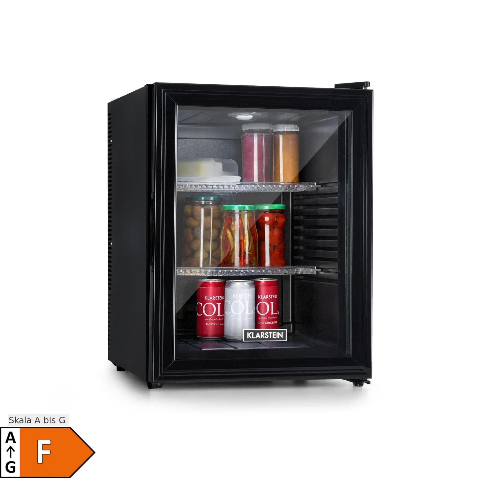Klarstein Brooklyn 42 Mini-Kühlschrank Schwarz Glastür LED