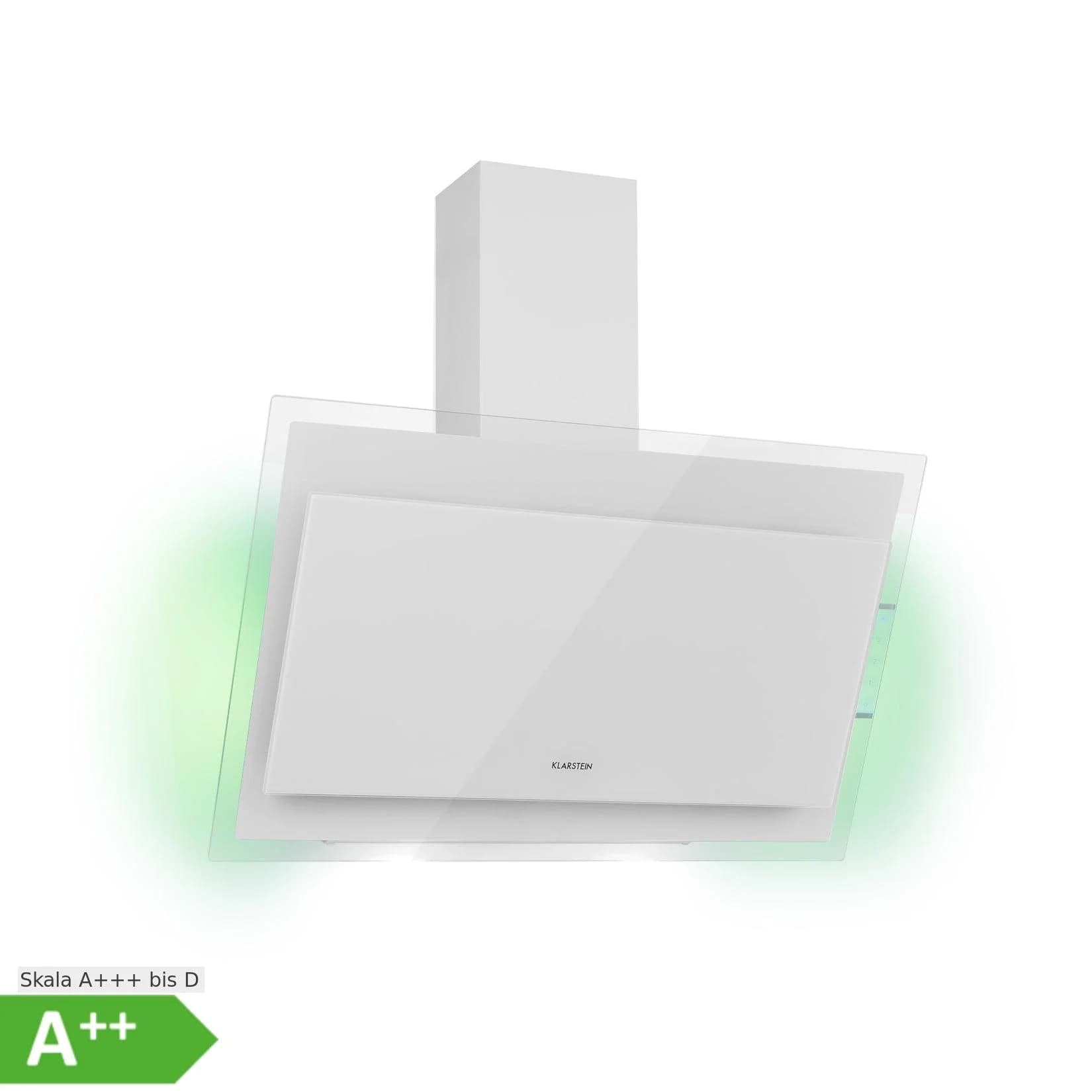Klarstein Mirage 90 Dunstabzugshaube 550 m³/h Touch-Panel Ambient EEC A++ Weiß