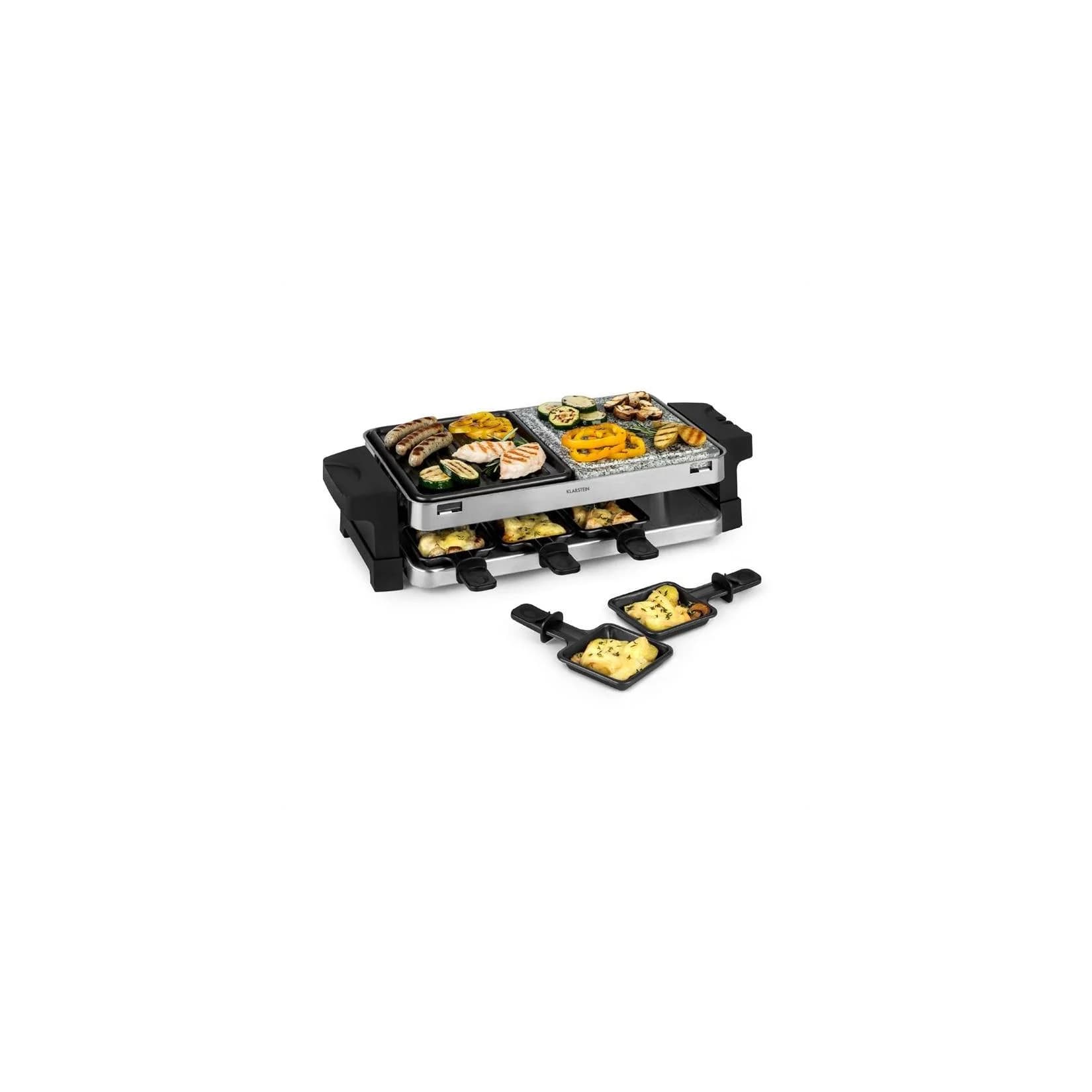 Klarstein Sirloin Raclette-Grill 1500W Aluminium Stein 8 Personen Kontroll-LED