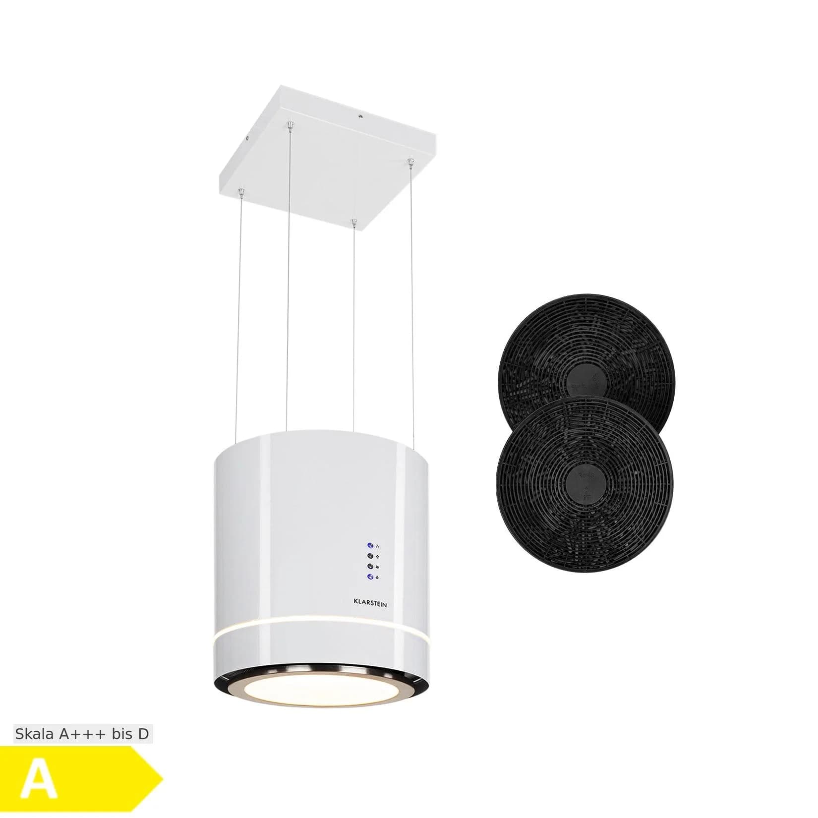 Klarstein Tron Ambience Inselabzugshaube Ø38cm LED Weiß