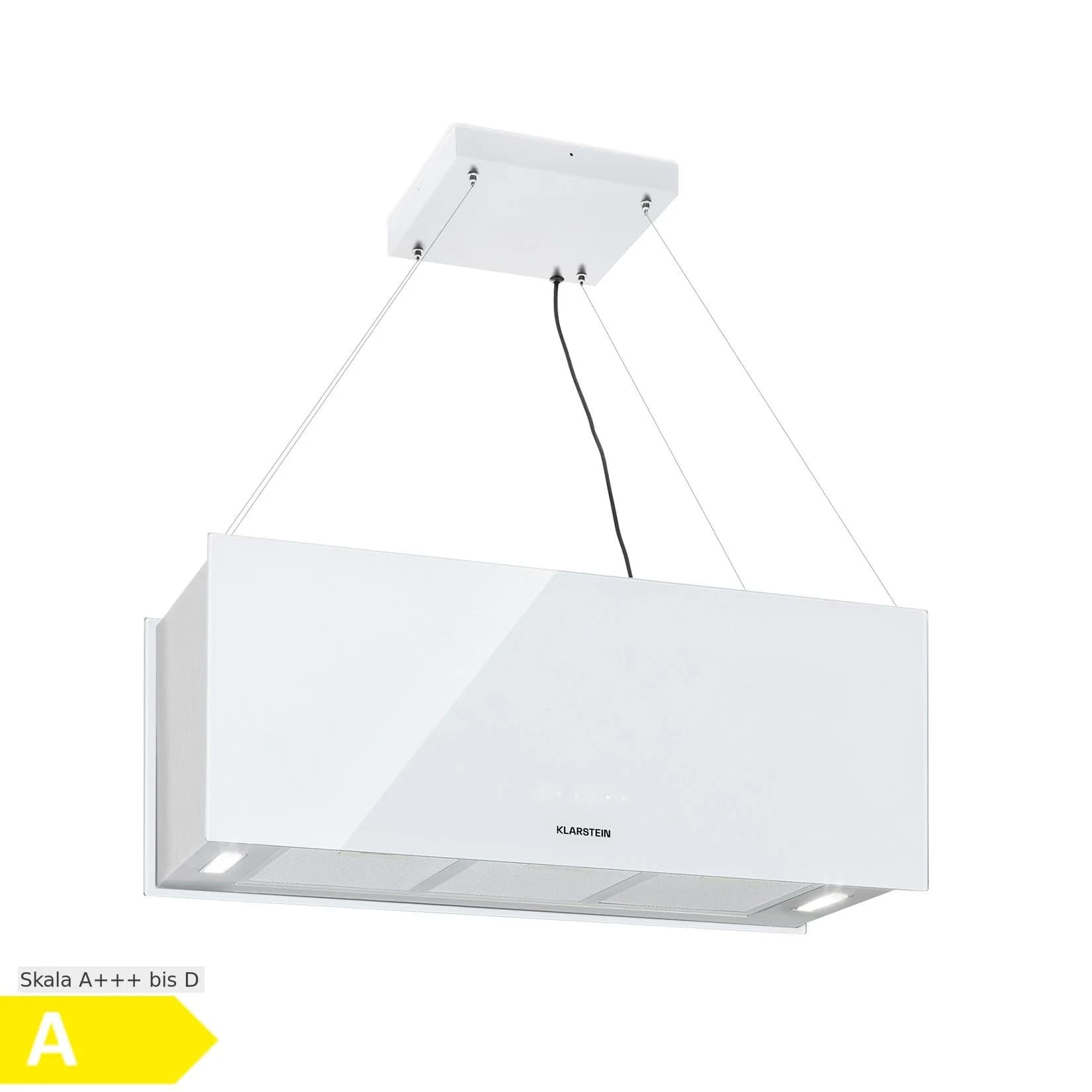 Klarstein Kronleuchter XL Inselabzugshaube 90cm LED Touch Weiß