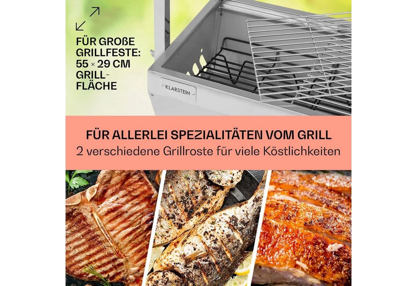 Klarstein Holzkohlegrill Sauenland Mini mit Drehspieß & Motor - Bild 4