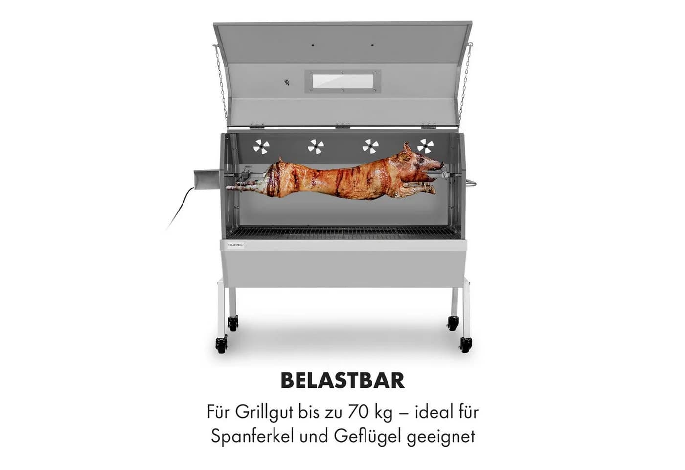 Klarstein Holzkohlegrill Sauenland Pro XL mit Motor-Drehspieß & Edelstahl - Bild 4