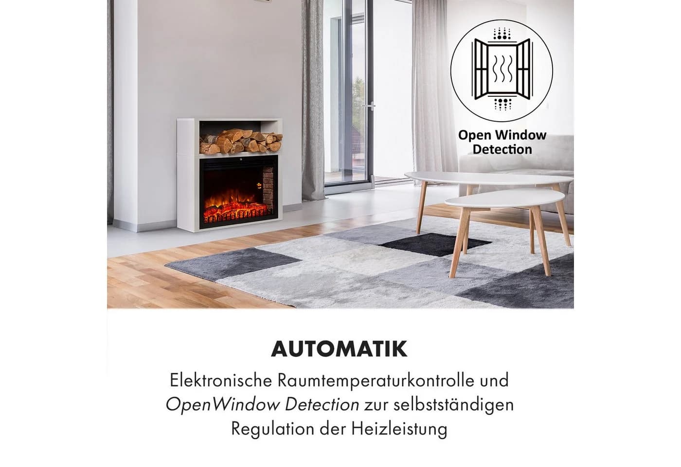 Klarstein Elektrokamin Mauna Loa, elektrischer Kamin mit Heizfunktion - Bild 5
