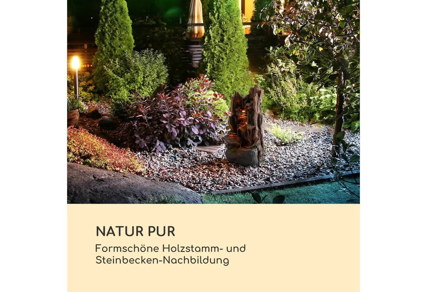 blumfeldt Wasserspiel Mystic Tree Solar Brunnen Polyresin Braun - Bild 3