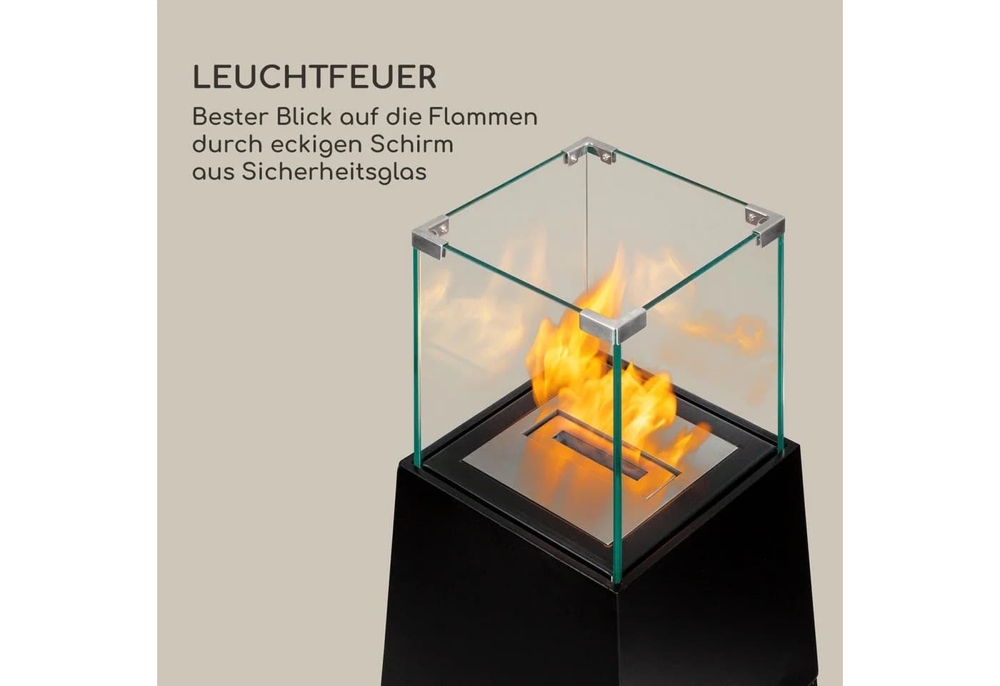 Blumfedt Echtfeuer-Dekokamin Firetower Bioethanol-Kamin Schwarz - Bild 3