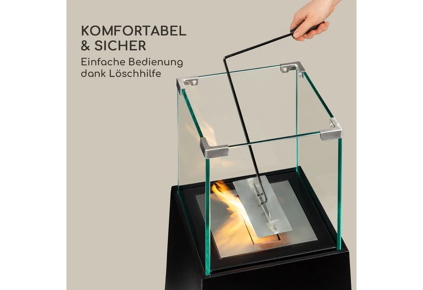 Blumfedt Echtfeuer-Dekokamin Firetower Bioethanol-Kamin Schwarz - Bild 5