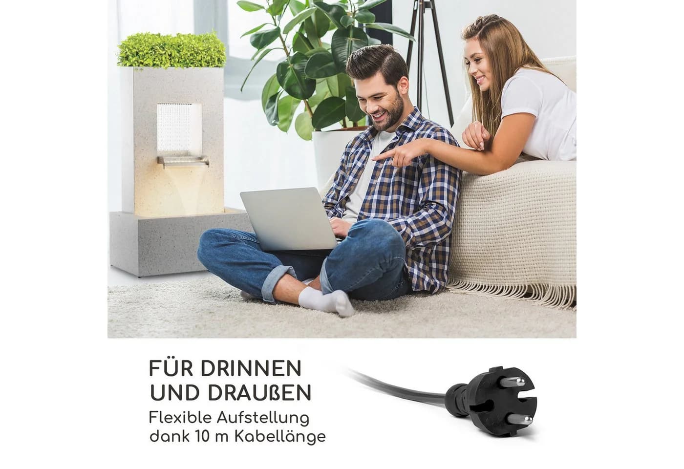 blumfeldt Bloomingstone Dekobrunnen mit LED-Beleuchtung Terrazzo Weiß - Bild 5