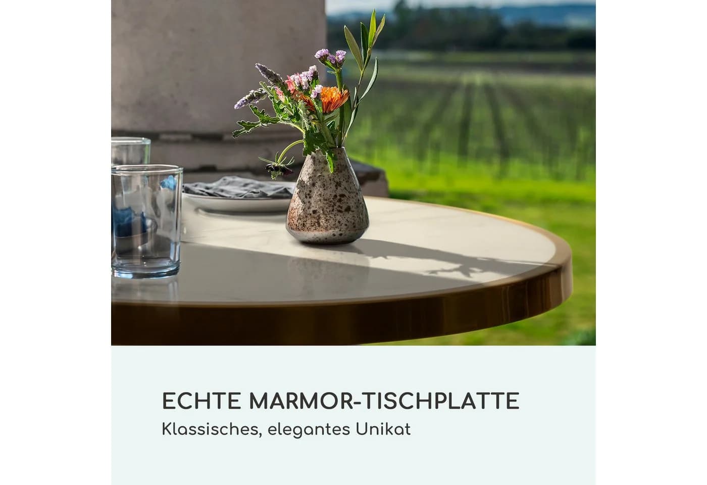 blumfeldt Beistelltisch Patras Lux Gold Marmor Bistro-Tisch - Bild 4