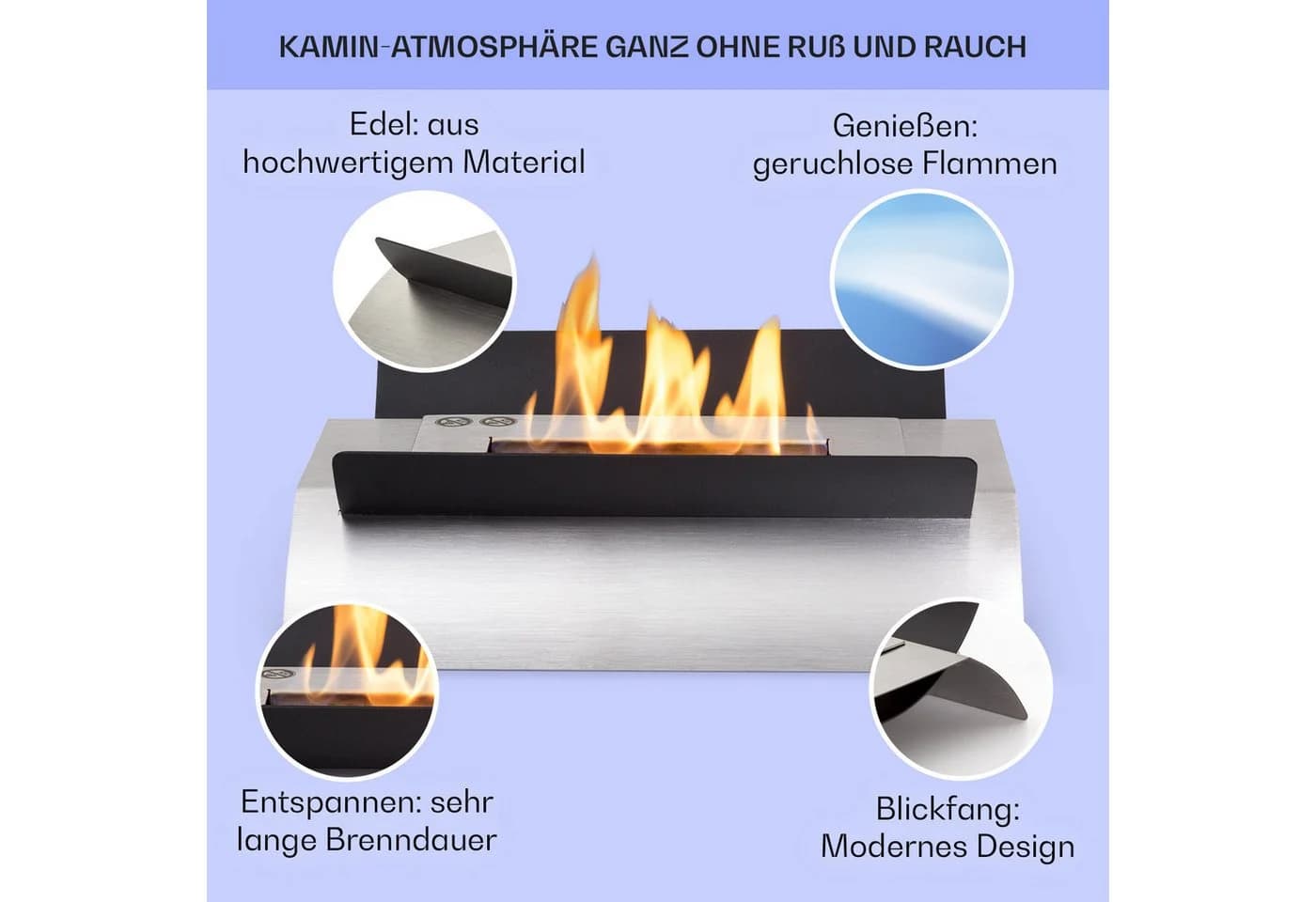 Klarstein Phantasma Graca Ethanol-Kamin Silber