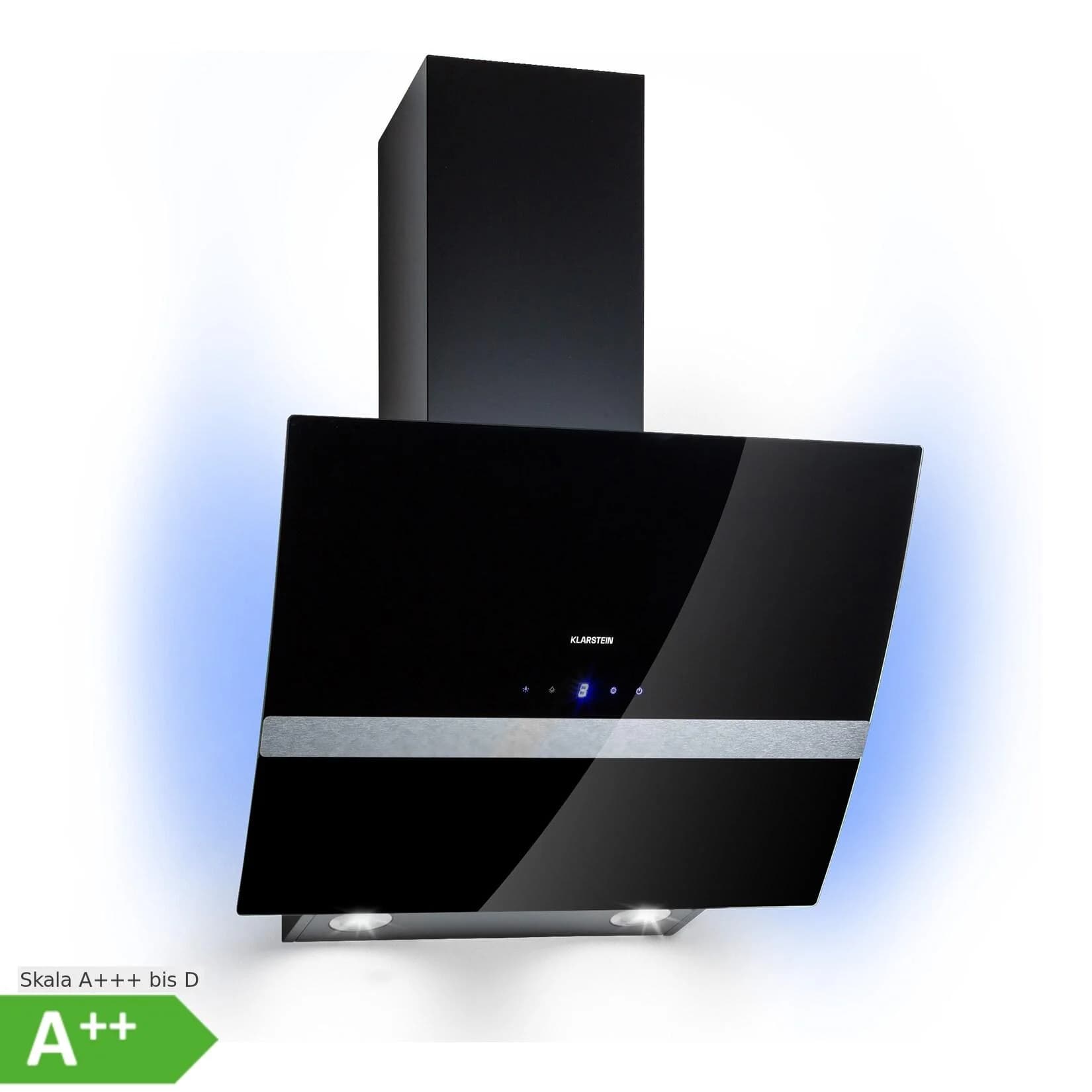 Klarstein Clara 60 Dunstabzugshaube Glas 509 m³/h Touch Ambiente-Licht Schwarz